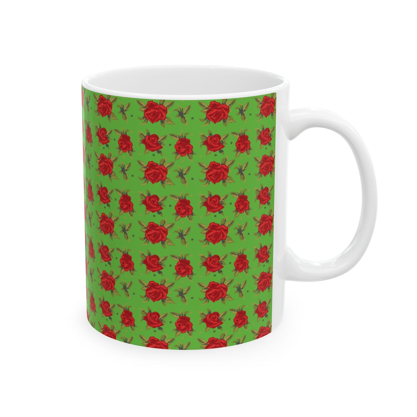 Ceramic Mug - Arabic Traditional Floral Pattern (Green)