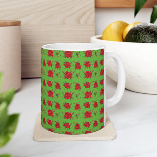 Ceramic Mug - Arabic Traditional Floral Pattern (Green)