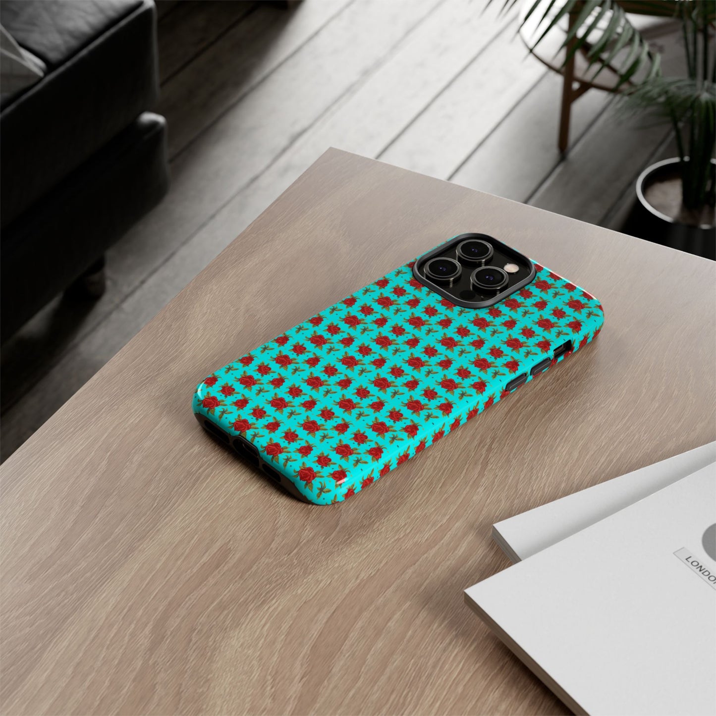 Arabic Traditional Floral Pattern Tough Phone Cases (Cyan)