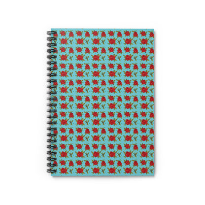 Spiral Notebook - Floral Classic Arabic Pattern (Cyan)