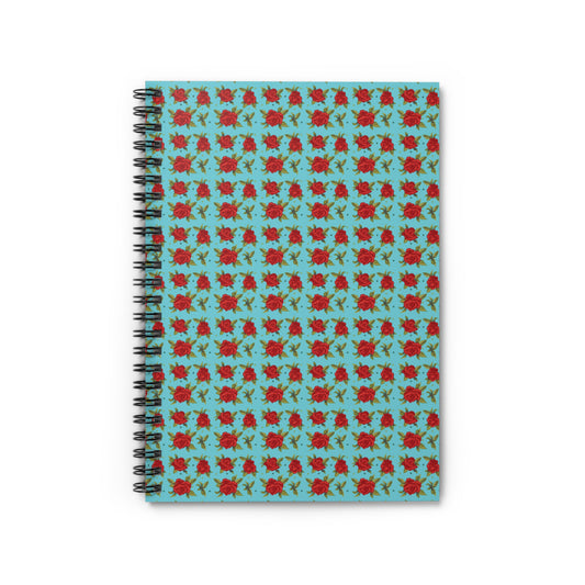 Spiral Notebook - Floral Classic Arabic Pattern (Cyan)