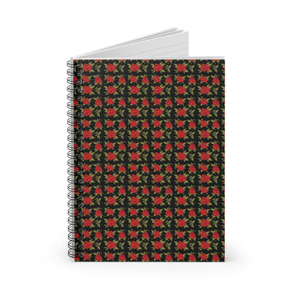 Spiral Notebook - Floral Classic Arabic Pattern (Black)