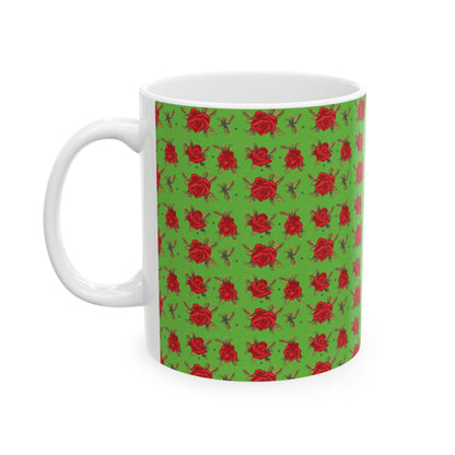 Ceramic Mug - Arabic Traditional Floral Pattern (Green)