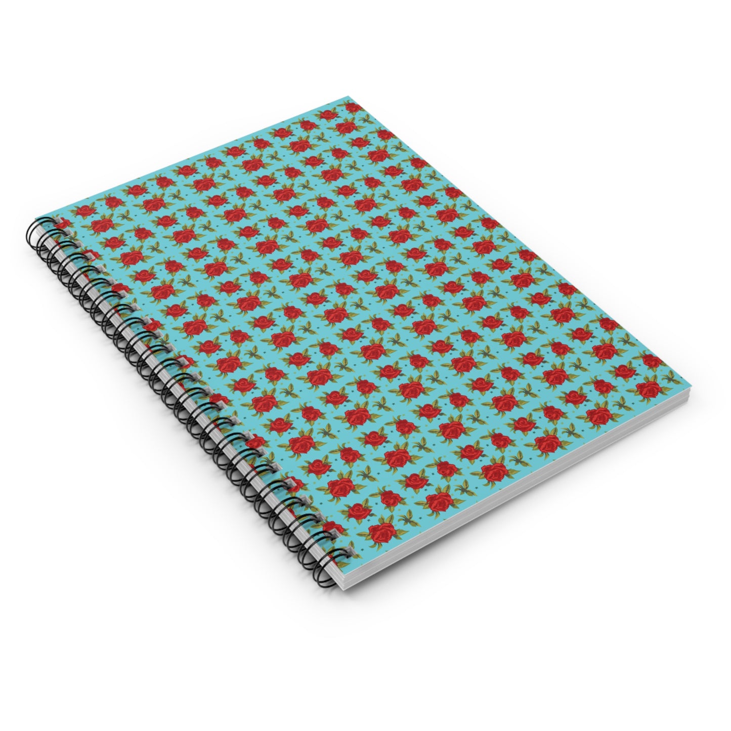 Spiral Notebook - Floral Classic Arabic Pattern (Cyan)