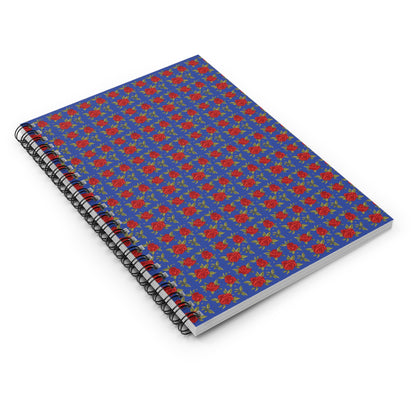 Spiral Notebook - Floral Classic Arabic Pattern (Blue)