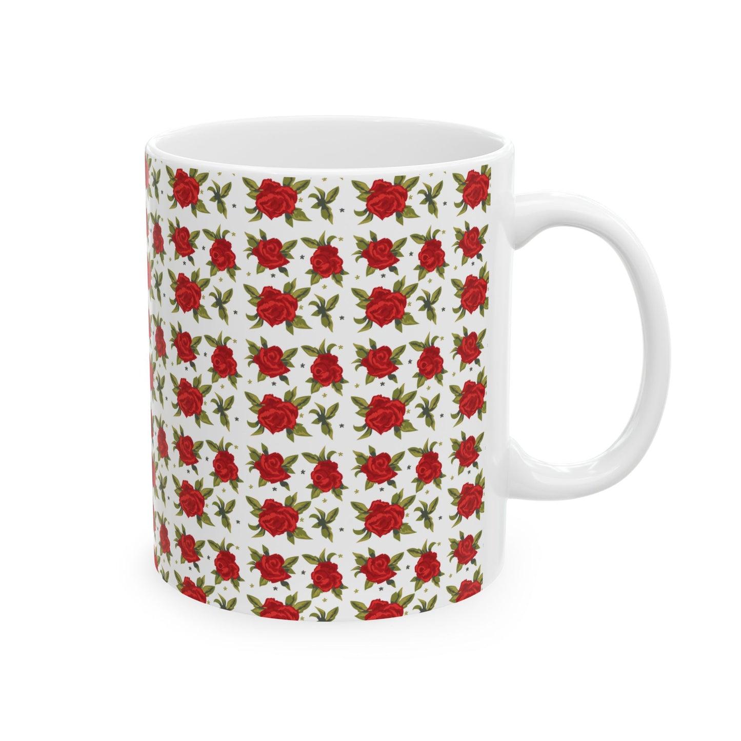 Ceramic Mug - Arabic Traditional Floral Pattern (White)