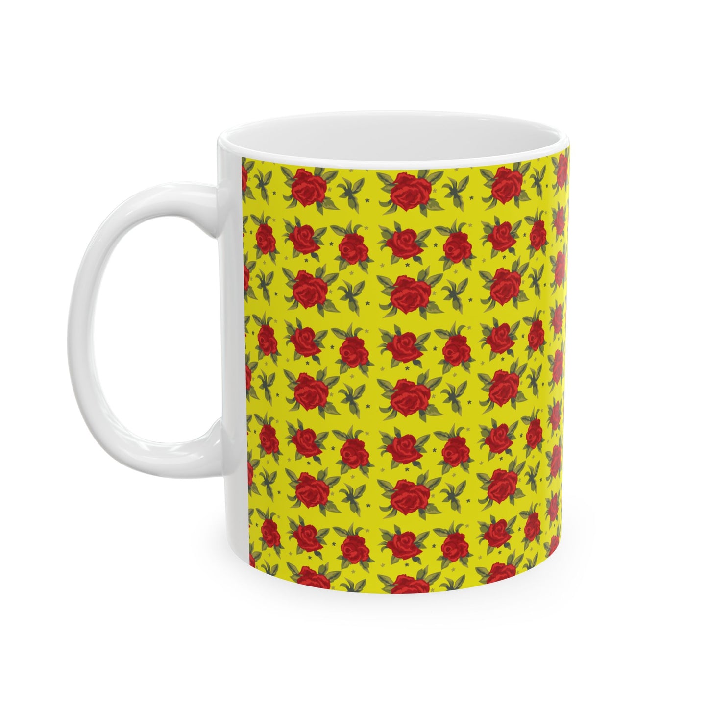 Ceramic Mug - Arabic Traditional Floral Pattern (Yellow)