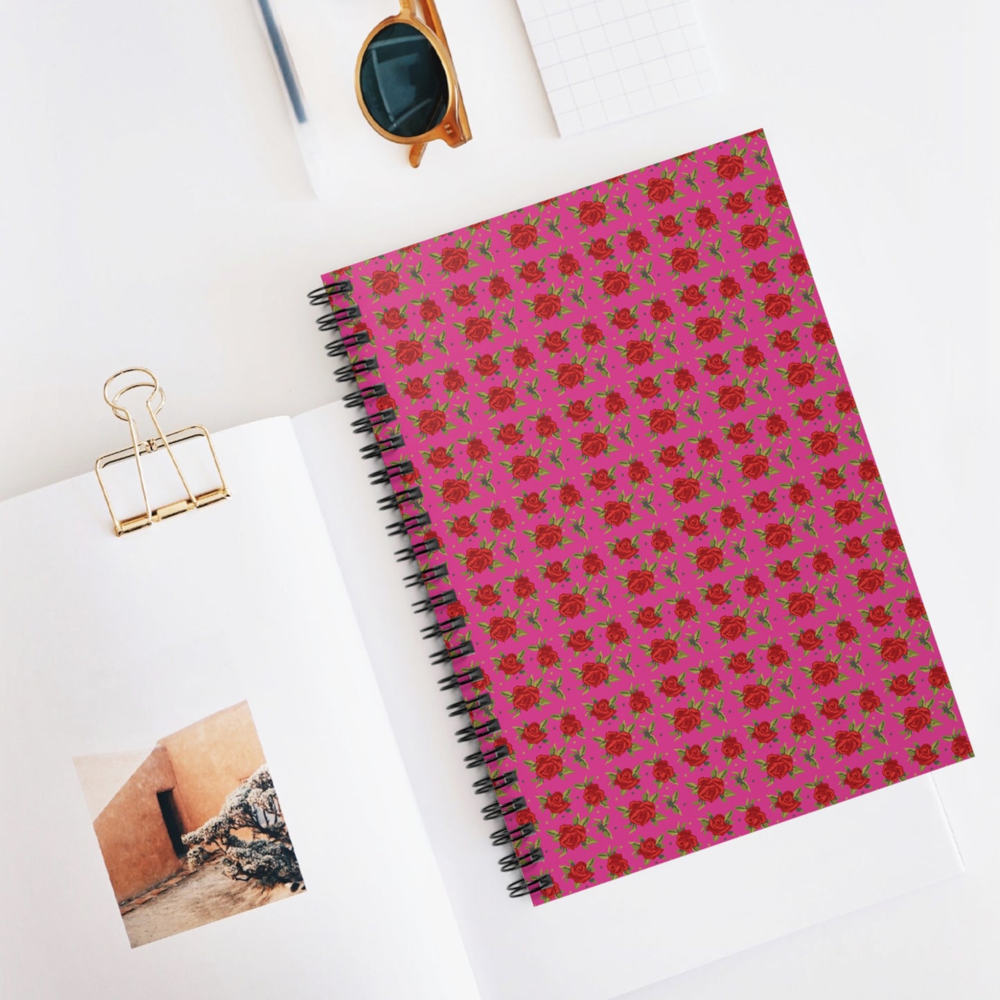 Spiral Notebook - Floral Classic Arabic Pattern (Pink)