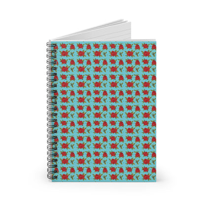 Spiral Notebook - Floral Classic Arabic Pattern (Cyan)