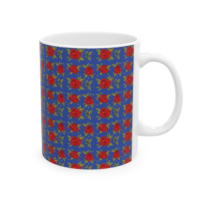 Ceramic Mug - Arabic Traditional Floral Pattern (Blue)