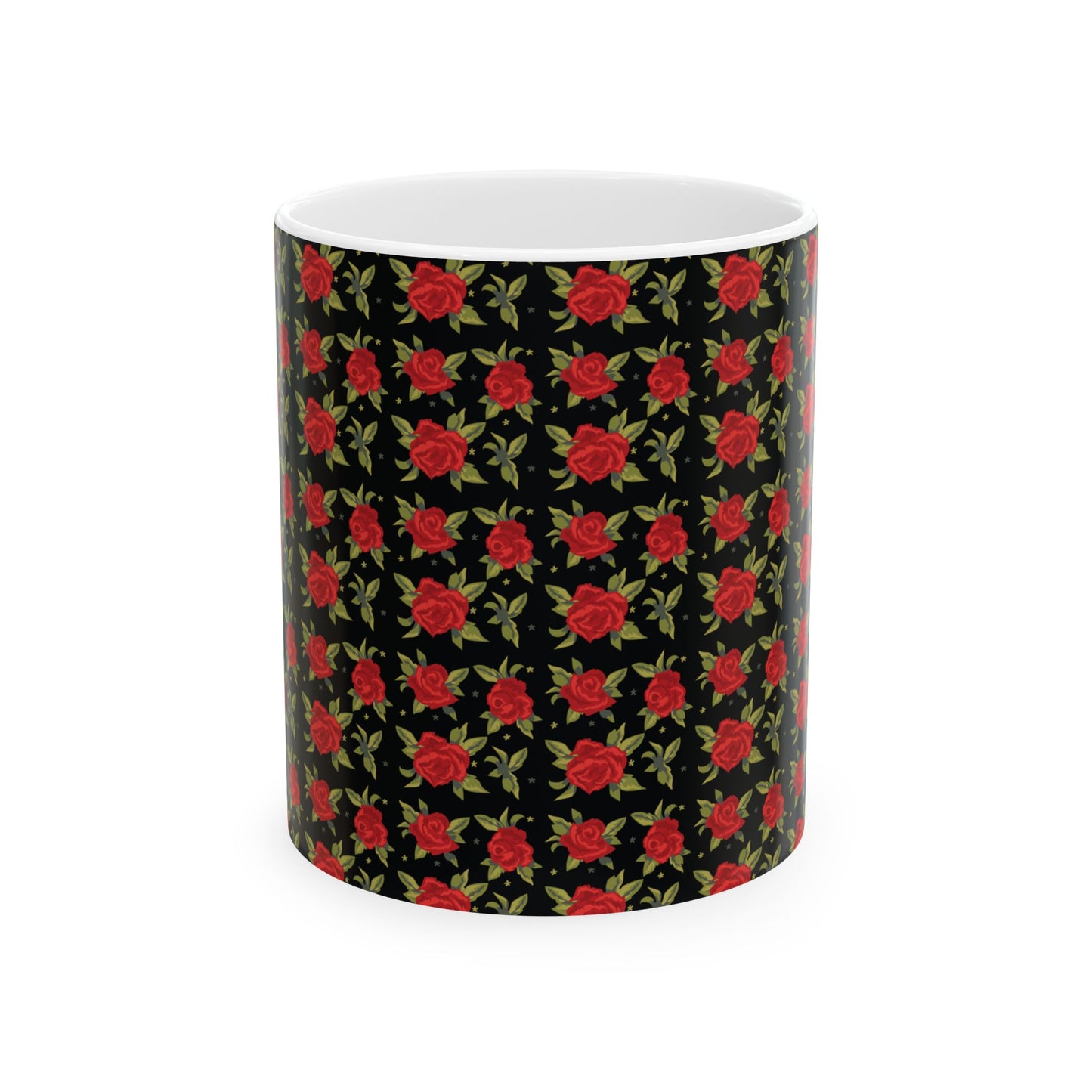 Ceramic Mug - Arabic Traditional Floral Pattern (Black)