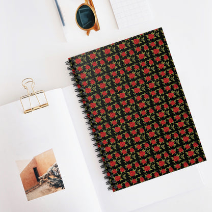 Spiral Notebook - Floral Classic Arabic Pattern (Black)