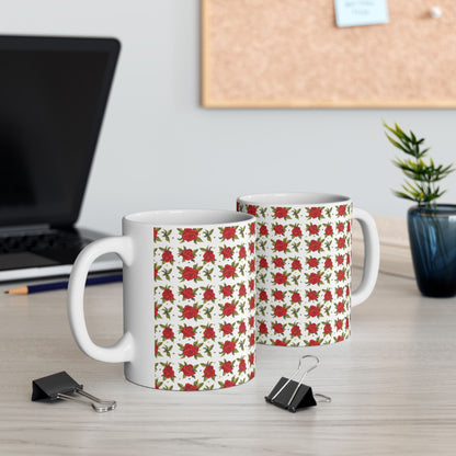 Ceramic Mug - Arabic Traditional Floral Pattern (White)