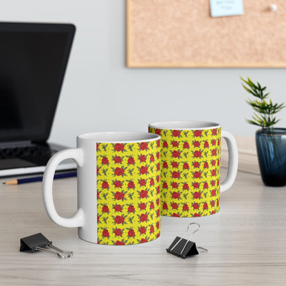 Ceramic Mug - Arabic Traditional Floral Pattern (Yellow)