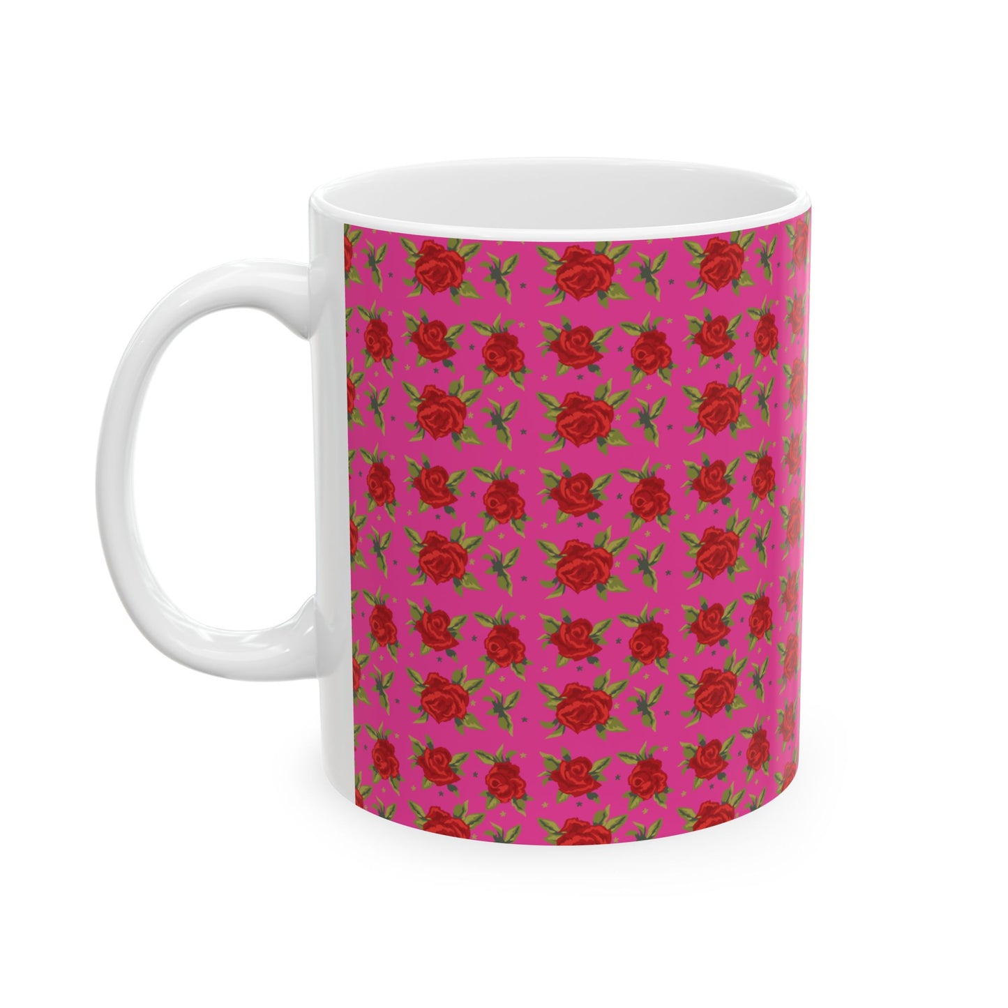 Ceramic Mug - Arabic Traditional Floral Pattern (Pink)