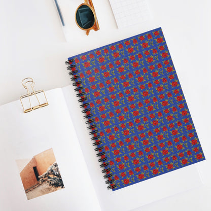 Spiral Notebook - Floral Classic Arabic Pattern (Blue)