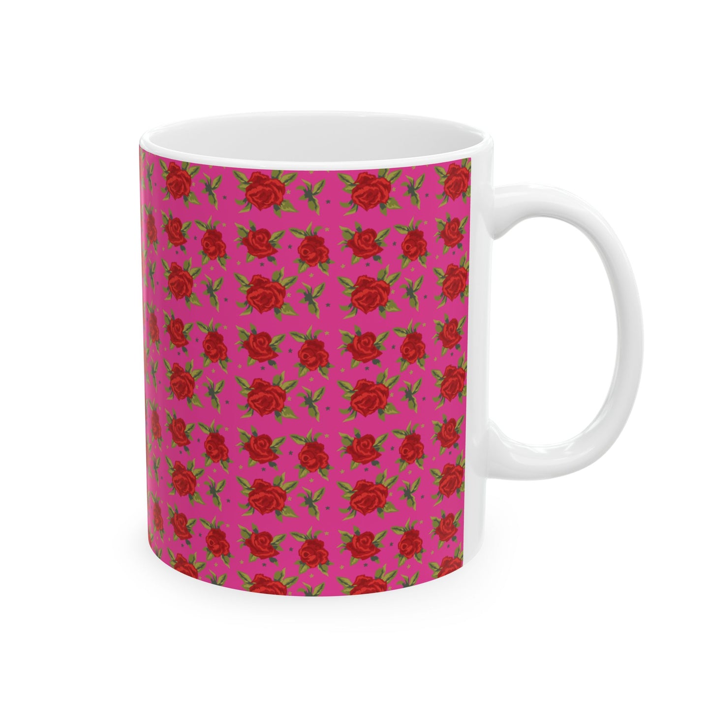 Ceramic Mug - Arabic Traditional Floral Pattern (Pink)