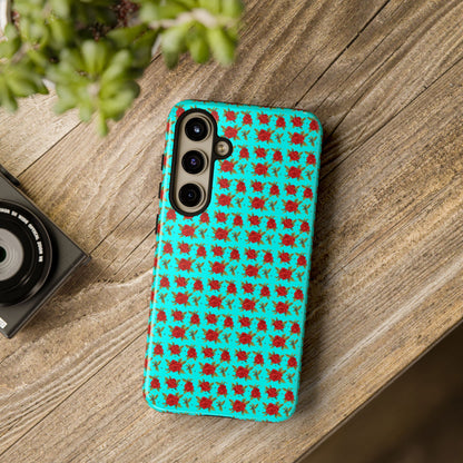 Arabic Traditional Floral Pattern Tough Phone Cases (Cyan)