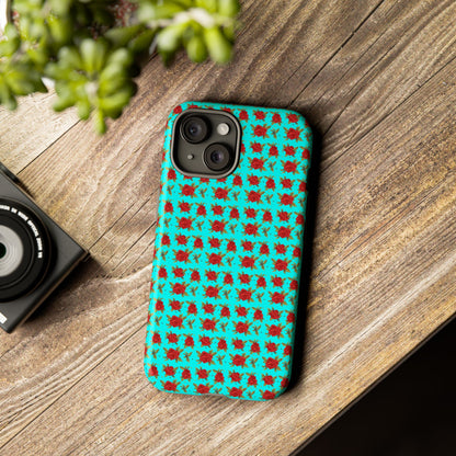 Arabic Traditional Floral Pattern Tough Phone Cases (Cyan)