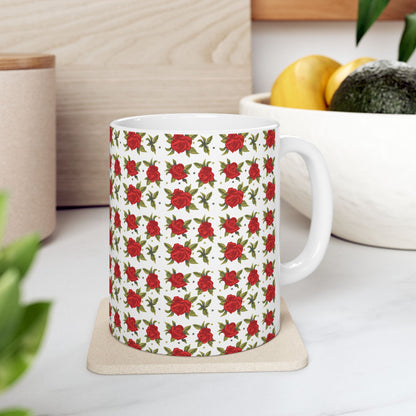 Ceramic Mug - Arabic Traditional Floral Pattern (White)