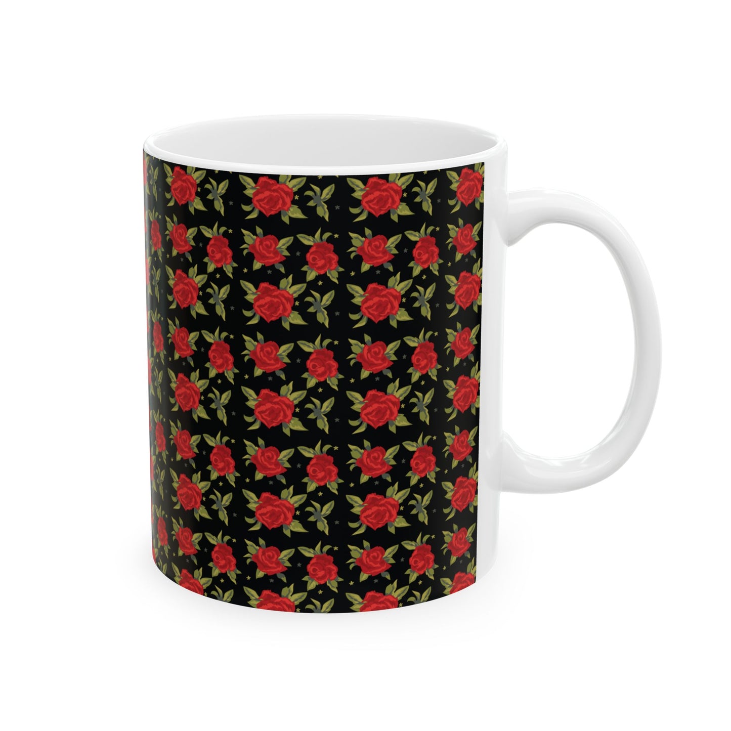 Ceramic Mug - Arabic Traditional Floral Pattern (Black)