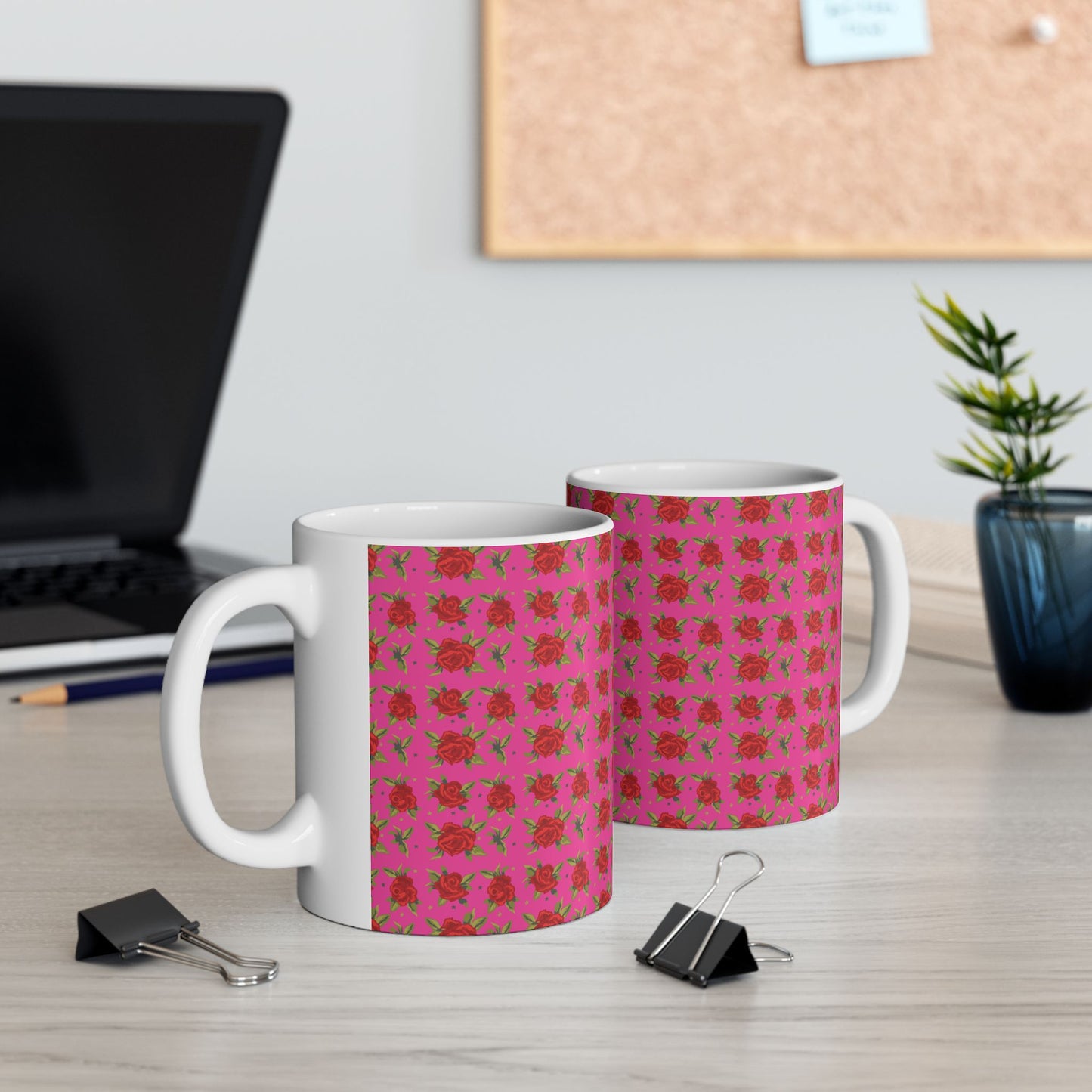 Ceramic Mug - Arabic Traditional Floral Pattern (Pink)