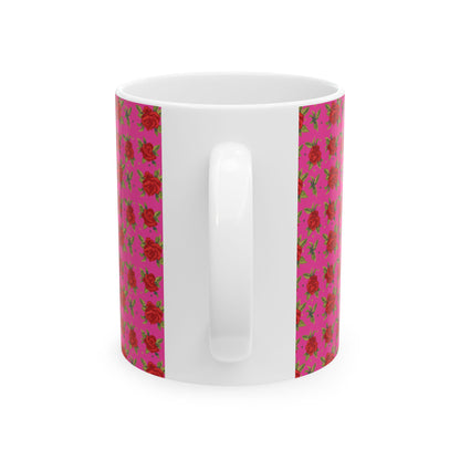 Ceramic Mug - Arabic Traditional Floral Pattern (Pink)