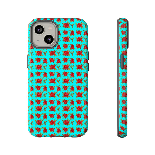 Arabic Traditional Floral Pattern Tough Phone Cases (Cyan)