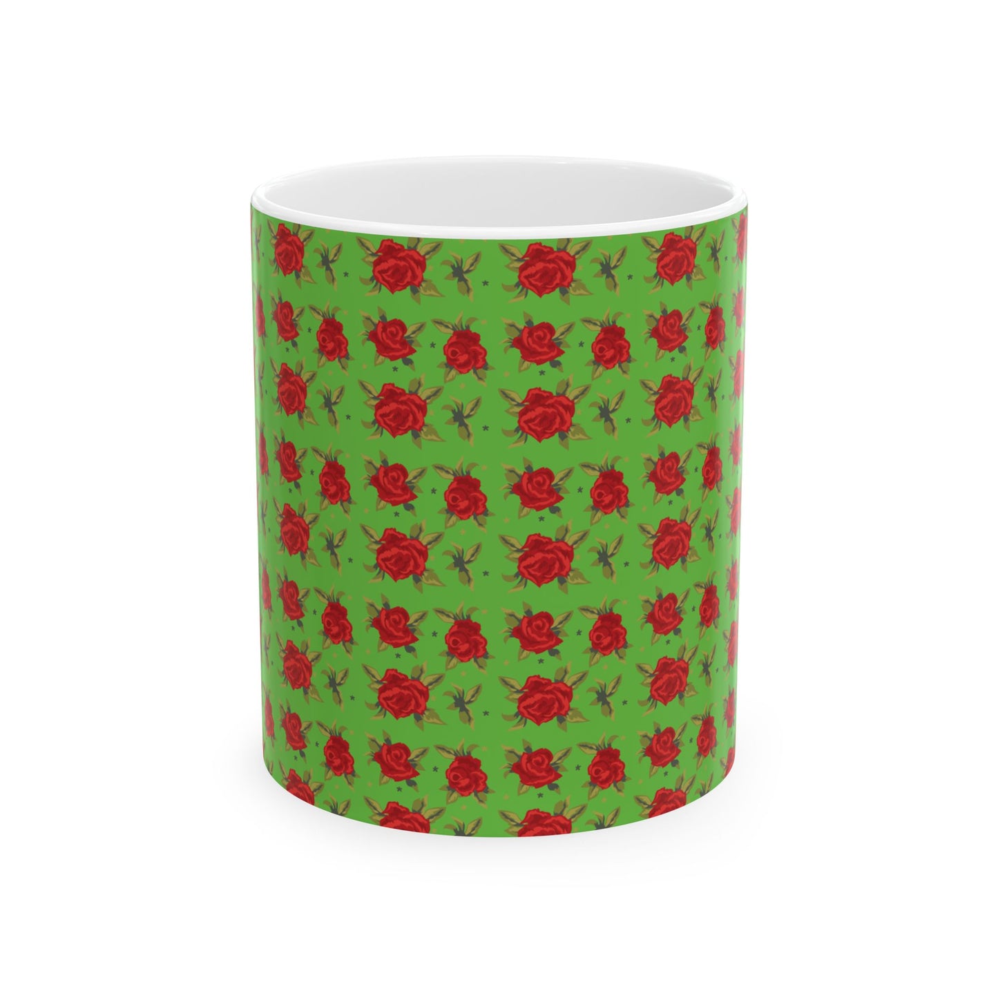 Ceramic Mug - Arabic Traditional Floral Pattern (Green)