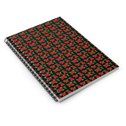 Spiral Notebook - Floral Classic Arabic Pattern (Black)