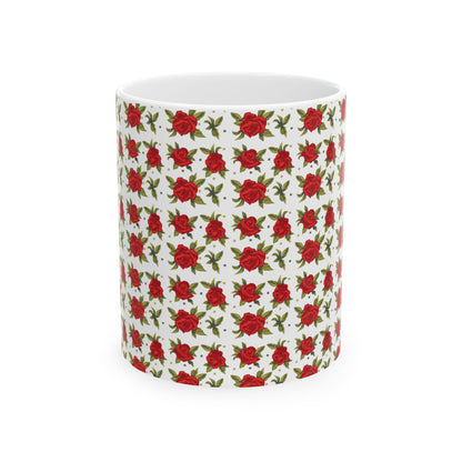 Ceramic Mug - Arabic Traditional Floral Pattern (White)